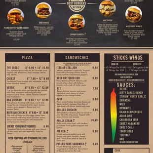 Mac's menu, burger / wings page