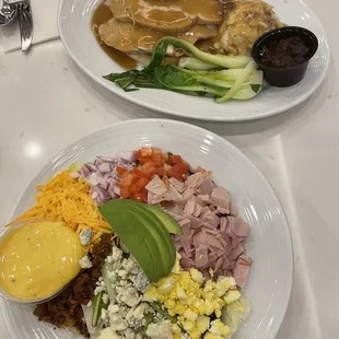 Cobb salad and turkey platter