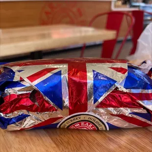 the british flag wrapped in foil