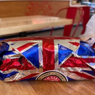 the british flag wrapped in foil
