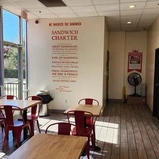 tables and chairs in a restaurant