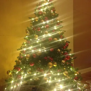 Decorated for Christmas, upstairs is the perfect place for a party!