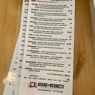 coffee menu
