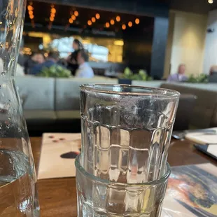 lipstick stained water glass