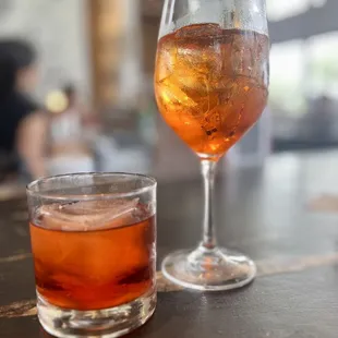 Negroni and Aperol spritz