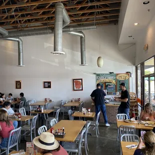 Dining area indoors was nice and air conditioned on a hot morning