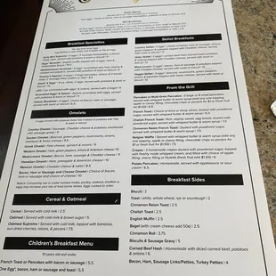 a menu on a table