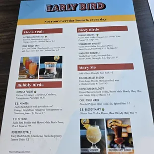 Drink menu