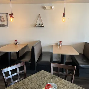 Booths and tables available.