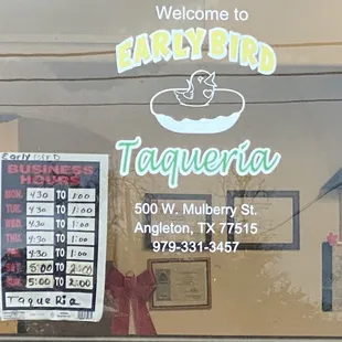 a sign in the window