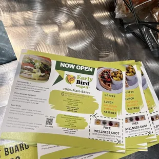 a menu for a restaurant