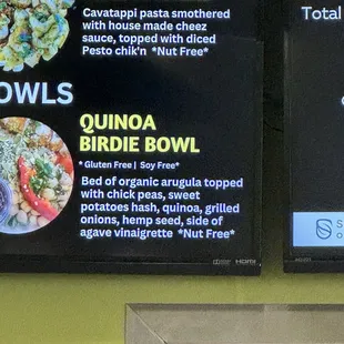 I ordered the quinoa, birdie bowl. It was fabulous.