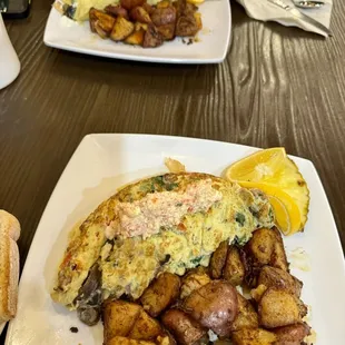 Sparta omelette and salmon omelette