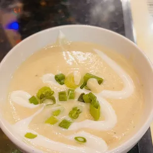 Sour cream and potato leek soup