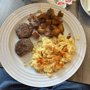 Eggs, sausage and potatoes