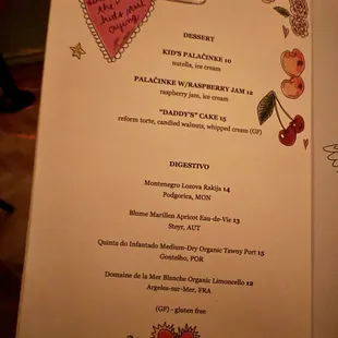 menu