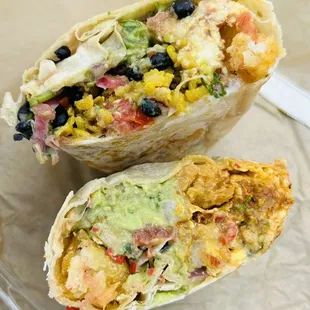 Eat Like a Bird Burrito up top &amp; Spiced Soyrizo Burrito below