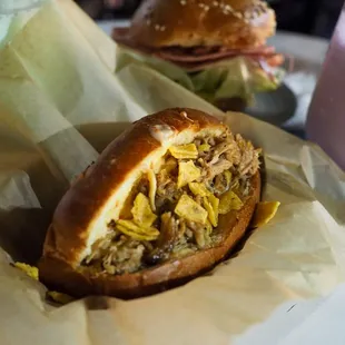 Southern Cheese Dog topped with BBQ Pulled Pork (+$2)