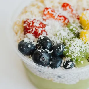 blueberries, kiwis, mangos, strawberries, kiwis, strawberries, and