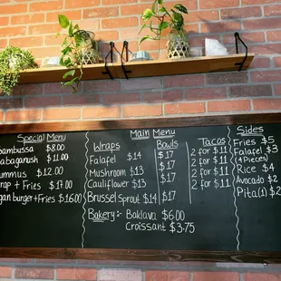 menu and price list