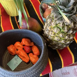 a pineapple and peppers