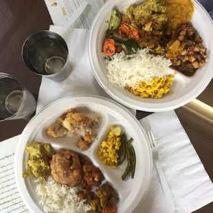 two plates of food on a table