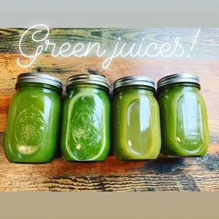 An assortment of our popular green juices