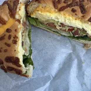 Asiago bagel sandwich