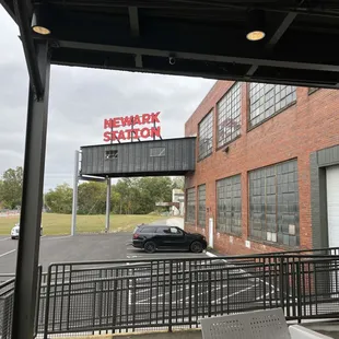 outdoor patio and parking lot