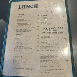 menu