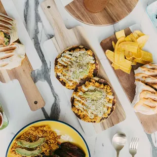 a variety of food on a table