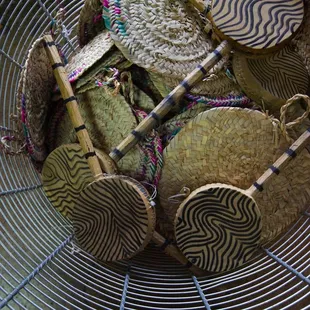 a basket full of woven items