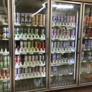 refrigerators full of beverages