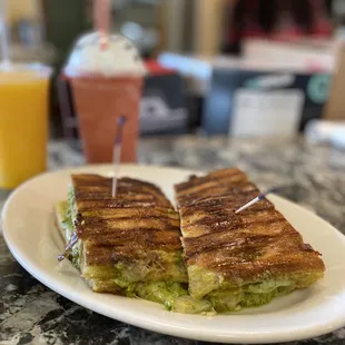 a grilled sandwich on a plate