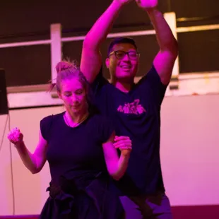 a man and a woman dancing