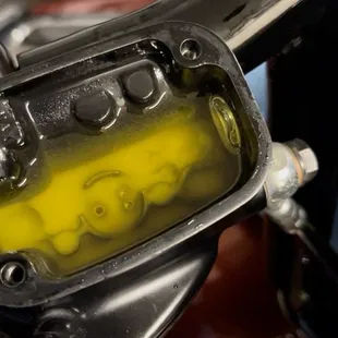 This is what it looks like after they did a brake fluid flush with 4% water in there.