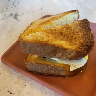 Sandwich with smoke salmon and egg.
