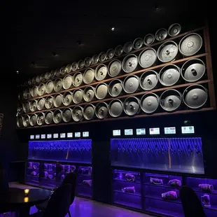 Dining room in the back with the beers on tap