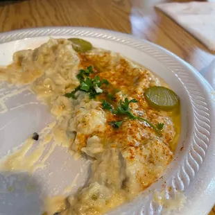Baba Ghanoush - sorry it&apos;s half-eaten! We were too excited to stop and take a pic.