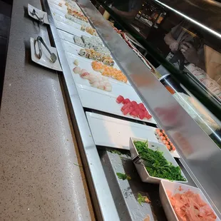 interior, sushi and sashimi