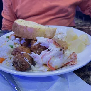 Boyfriend's Plate #2. I had to help him finish it up. The Garlic Bread was a surprise stand out!