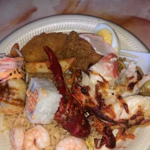 My plate the shrimp was great Plain Fried Rice Shrimp Chop Suey