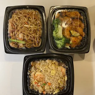 Chicken Lo Mein, Combination Fried Rice, Orange Chicken