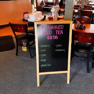 a blackboard sign in a restaurant