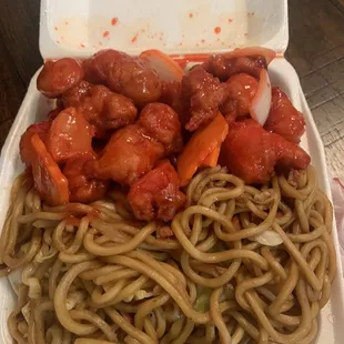 Sweet and Sour Pork and Chow Mein