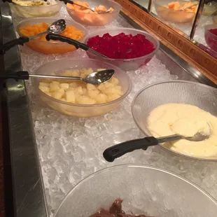 a variety of desserts on a buffet