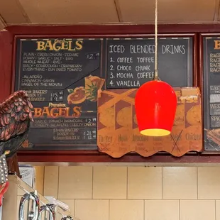 menu and eagle statue