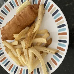 This is half of the fish &amp; chips. Order comes with 2 fillets &amp; tons of fries. Fries were fresh cut &amp; delicious!