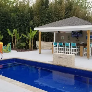 Here's the beautiful pool they did for us last year.. We then built our pool house...Party Central!