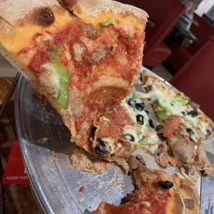 All the topping slid off and crust was saturated with liquid.